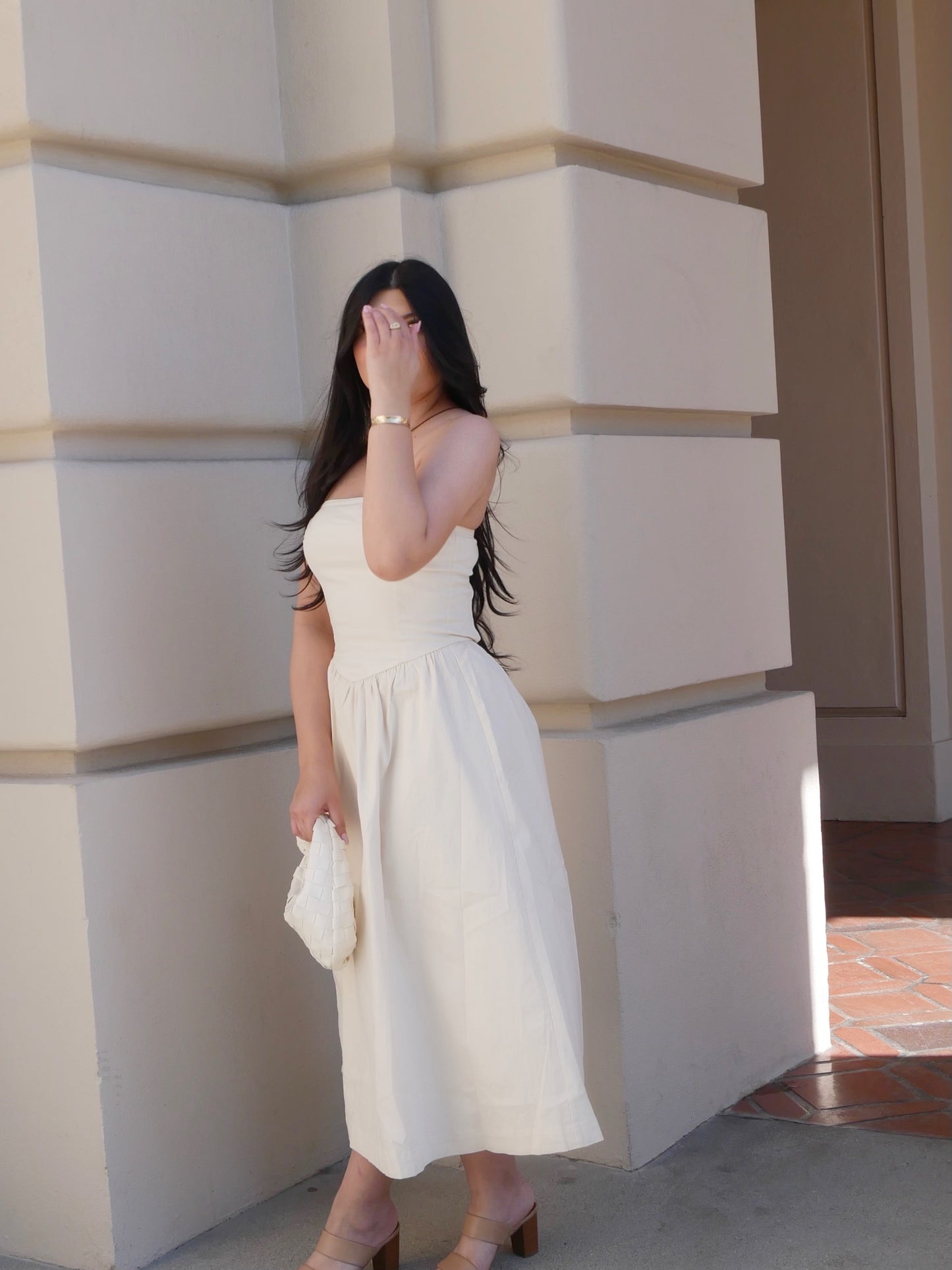 Strapless Cream Midi