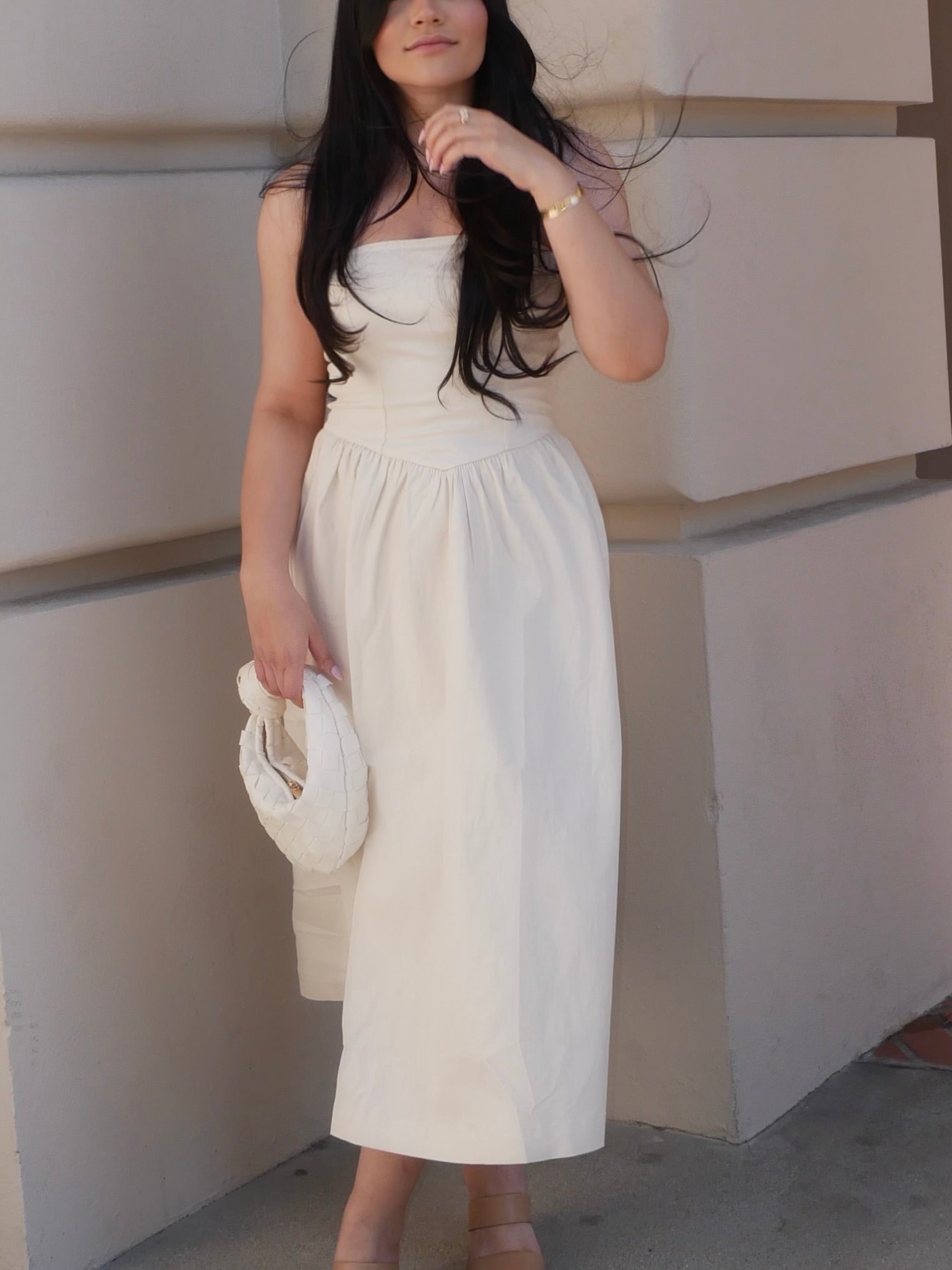 Strapless Cream Midi – TwentySevenThreads Strapless Cream Midi – TwentySevenThreads