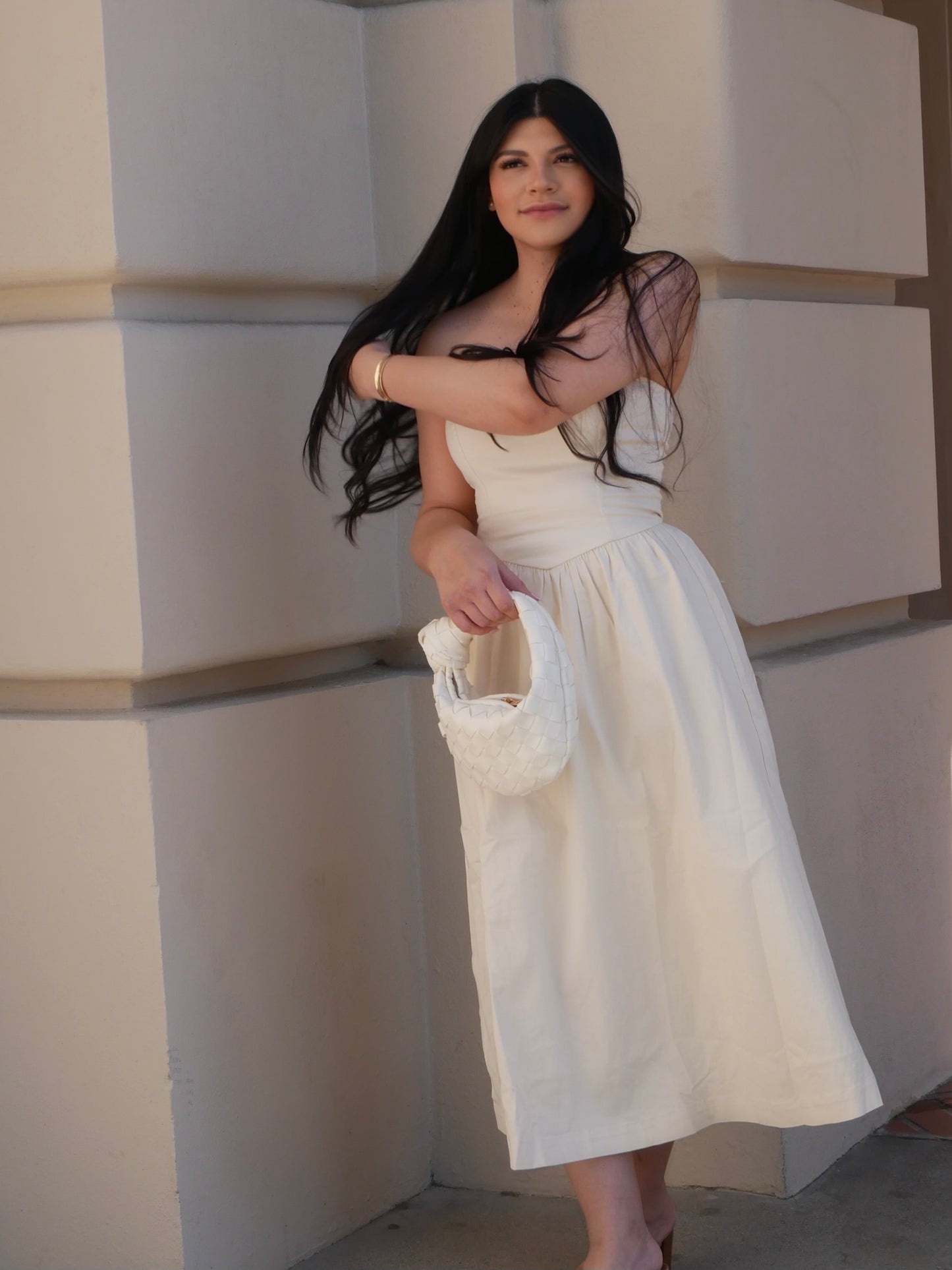 Strapless Cream Midi