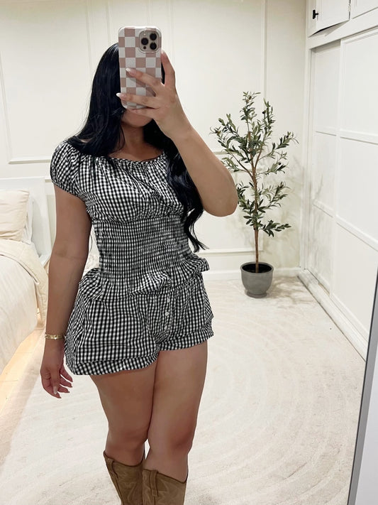 Gingham Shorts Set